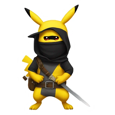 pikachu with balaclava and fake sword sticker