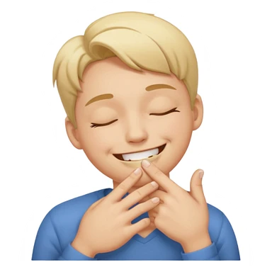 Smiling with closed eyes and biting finger sticker