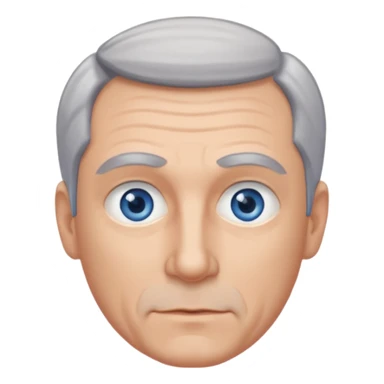 Middle aged man with receding grey hair and no beard, blue eyes sticker