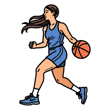 female basketball player dribbling a basketball sticker
