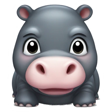 A grumpy baby pygmy hippo. Her mouth is open and you can see the whites of her eyes very clearly. sticker