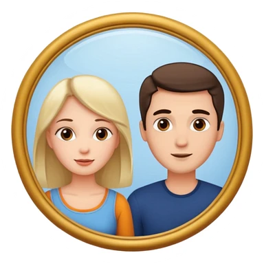 Woman in front. Man in mirror. They look similiar and look at each other sticker