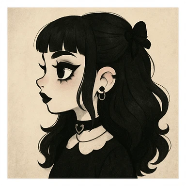cute goth  profile girl art sticker