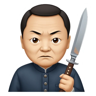 angry Deng Xiaoping holding a knife sticker