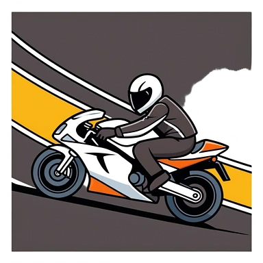The motorcyclist is speeding along the track. sticker