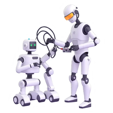 A technician fixing a robot sticker