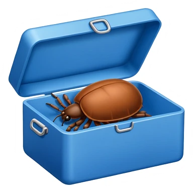 a tick inside a blue box sticker