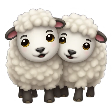 Two fluffy sheep hugging  sticker