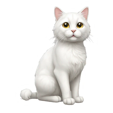 furry white cat, full body sticker