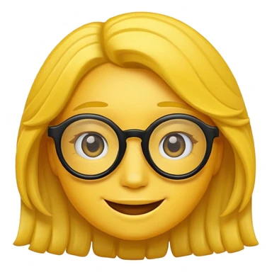 Realiza un emoticon amarillo sonriente, con lentes oscuros y cabello rizado negro sticker