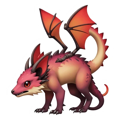 Gothic reddish Dark bright warm-gradient edgy exotic anthropomorphic painted Fakémon-Pokémon-Trico-Vernid-creature sticker