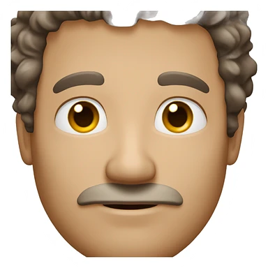 middle aged guy with brown curly hair, light eyebrows and a slighty bigger blushed nose sticker