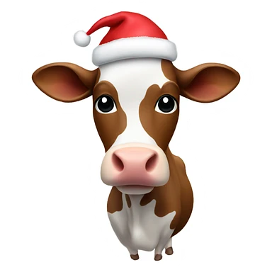 Cow with a Christmas hat sticker