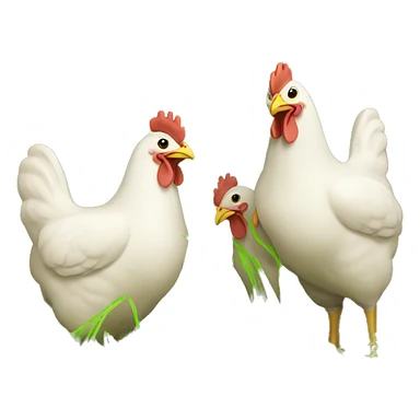 three chicken on eating grass  sticker