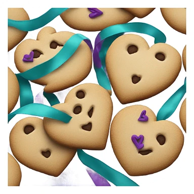 Cookie heart with teal purple ribbon sticker