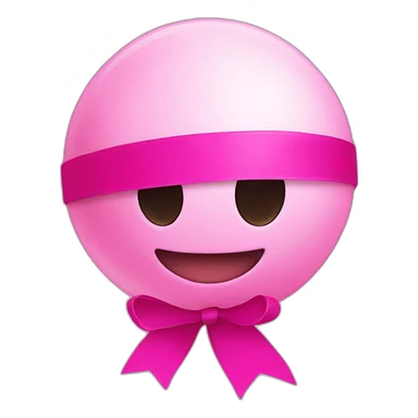 pink ball character without mouth and big head pink ribbon sticker