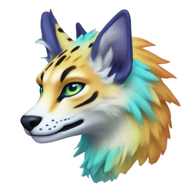 Epic Edgy Colorful ethereal eldritch Sergal-Serval-Fionbri sticker