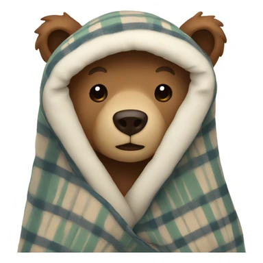 bear cozy in blanket sticker