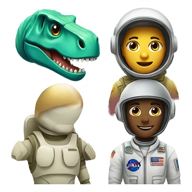 a solider, a astronaut and t-rex sticker