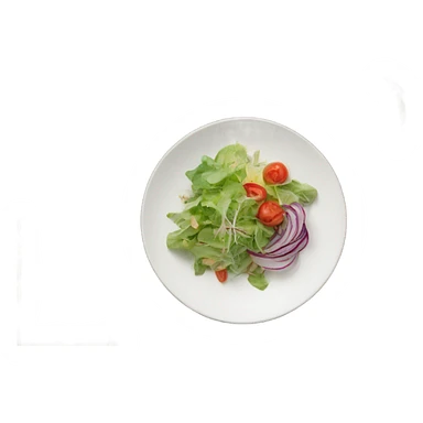 The list of ingredients next to a plate of salad sticker