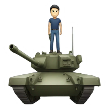 man standing on top of tank sticker