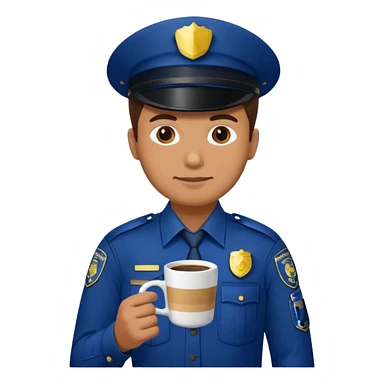 police man holding coffe sticker