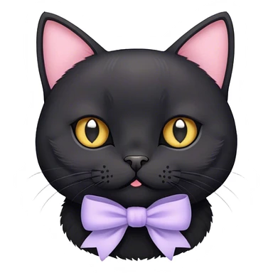 
short-haired black British cat with pastel bow sticker