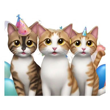 3 cats at a birthday party sticker