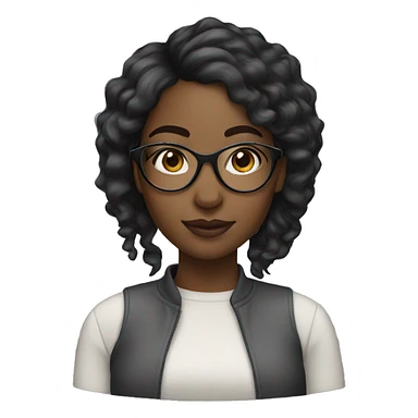 Black girl wearing clear glasses and side part sticker