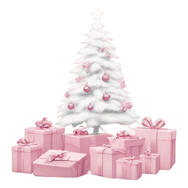 Light pink Christmas gifts under a white Christmas tree  sticker