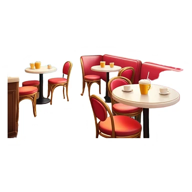 Cinematic Realistic Caf√© Culture Pop Culture Emoji, showcasing a vibrant French caf√© scene rendered with rich textures and warm, inviting lighting. sticker