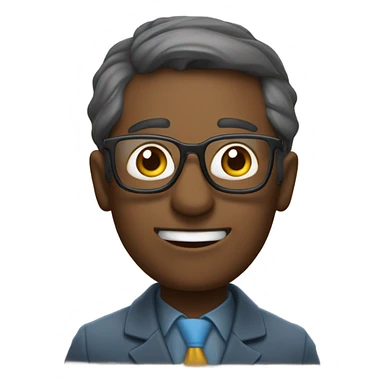 un profesor con lentes con capa como si fura un super héroe, presentando una clase sticker