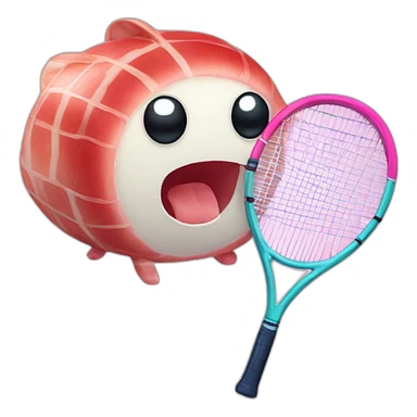 Kawaii jamon with tennis racket sticker