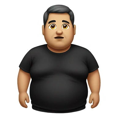 Obese man wearing black tshirt sticker