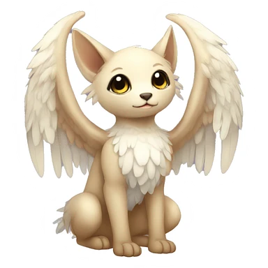 Anthro shy cute kawaii winged animal hybrid full body sticker