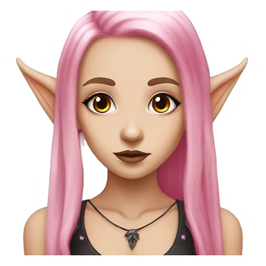 goth tan skinned elf girl with long pink hair sticker