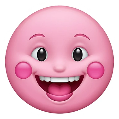 pink laugh face, expressive, playful sticker