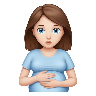 White pregnant woman blue eyes brown hair sticker