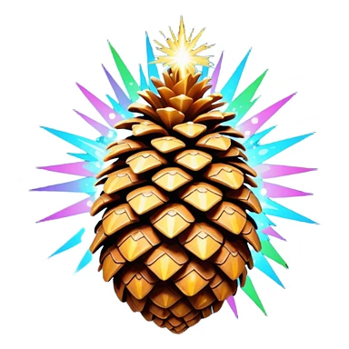 Psychedelic pine cone exploding sparkles sticker