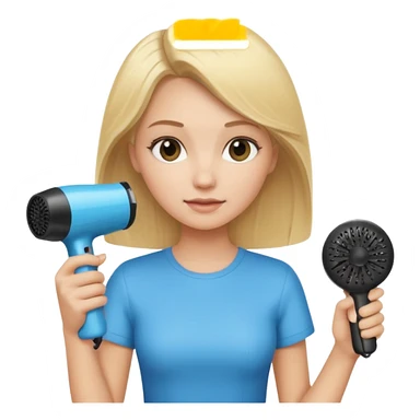blonde girl holding a hair dryer and brush sticker