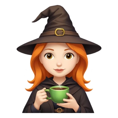 Cute witch  with coffee  sticker