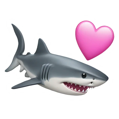a shark with a pink heart sticker