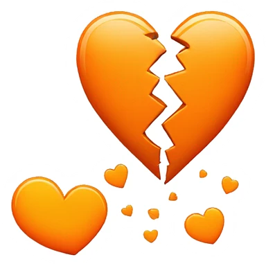  broken heart orange color sticker