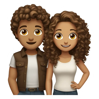 Very cute couple brown haired and browned eyes the biy has curly hair and girl straight light brown sticker