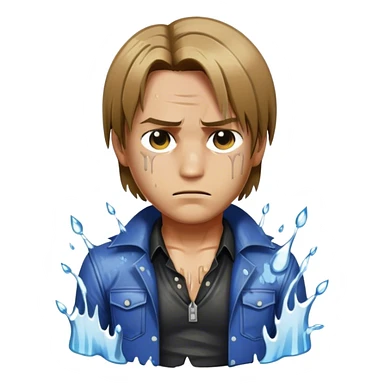 leon kennedy in torn clothes dripping with water sticker