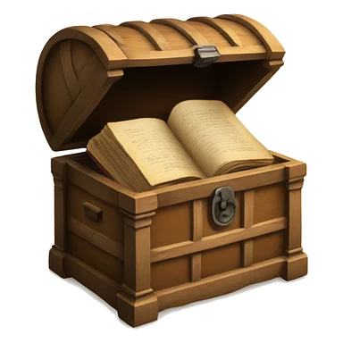 open vintage chest with old books inside  sticker