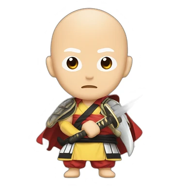 saitama serious puncho with a katana on his right hand sticker