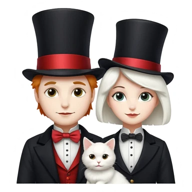 magician couple and their pet cat sticker