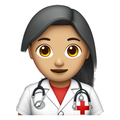 Mid 30 long hair Filipina Nurse with red scrubs sticker