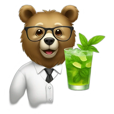 bear with glasses drinking mojito sticker